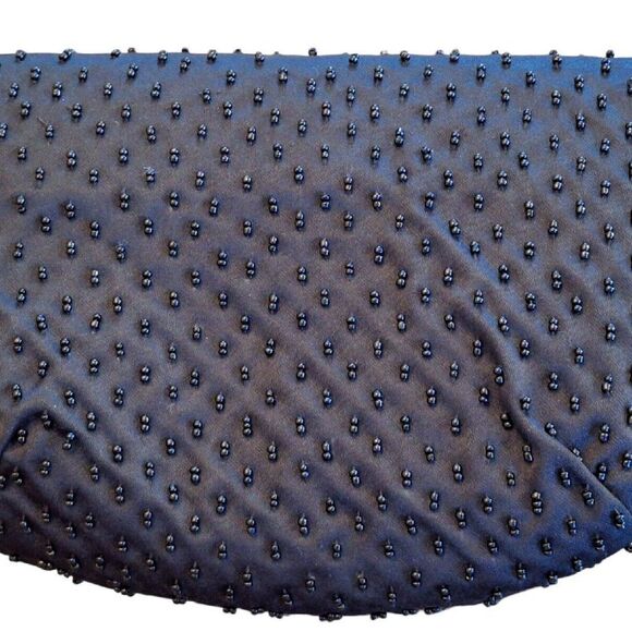 Carolyne Barton Beaded Evening Bag Cocktail Party Purse Artsy Black Gold Silver - Picture 3 of 7